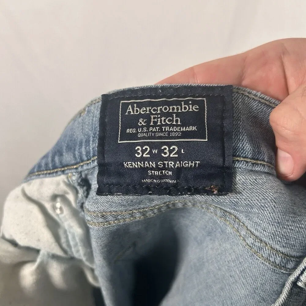 Abercrombie Fitch Jeans Men's 32x32 Light Wash Denim Kennan Straight Stretch